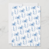 エレガントなブルーのコケッタボウ　ベイビーボーイのベビーシャワーパーティー 招待状 (裏面)