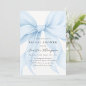 エレガントなブルーのコケッタ リボン ウェディング シャワー 招待状 (スタンド正面)