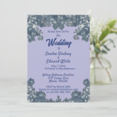 エレガントなブルーのシノワズリー フラワー ブルーの結婚式 招待状 (スタンド正面)