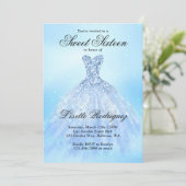 エレガントなブルーのスイート16 誕生日パーティー 招待状 (スタンド正面)