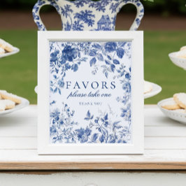 エレガントなブルーのトワルドジュー シノワズリー お礼サイン ポスター