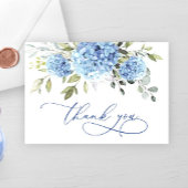 エレガントなブルーのハイドランジアとユーカリの花のシンプルデザイン サンキューカード