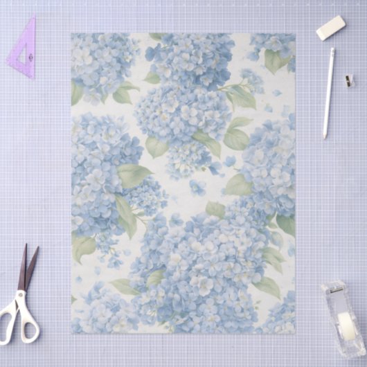 エレガントなブルーのハイドランジアの花束 薄葉紙 (クラフト)