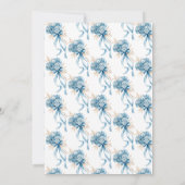 エレガントなブルーのハイドレンジアのボー ベビーシャワー 招待状 (裏面)
