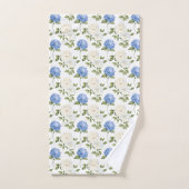 エレガントなブルーのハイドレンジアの花の模様 バスタオルセット (ハンドタオル)