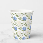 エレガントなブルーのハイドレンジアの花の模様 紙コップ (裏面)