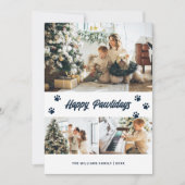 エレガントなブルーのハッピーパウリデイズ ゴールドスターフォト シーズンカード (正面)