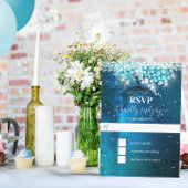 エレガントなブルーのハートの葉の木のウェディング セーブ・ザ・デート 招待状