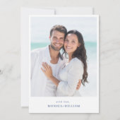 エレガントなブルーのフランス庭園 フラワー ウェディング フォト セーブザデート (裏面)