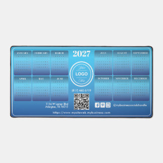 エレガントなブルーのプロモーション ビジネス 2027 カレンダー デスクマット