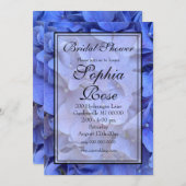 エレガントなブルーのペリウィンクル花の ブライダルシャワー 招待状 (正面/裏面)