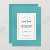 エレガントなブルーのミニマルラグジュアリー招待状 招待状 (正面/裏面)