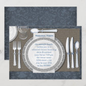 エレガントなブルーのリハーサルディナー招待状 招待状 (正面/裏面)