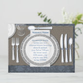 エレガントなブルーのリハーサルディナー招待状 招待状 (スタンド正面)