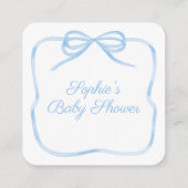 エレガントなブルーのリボンQRコード シャワーレジストリーまたは出欠確認 エンクロージャーカード (裏面)