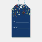 エレガントなブルーのルスティック2025年新年のホリデーカード ギフトタグ (裏面)