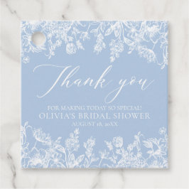 エレガントなブルーのヴィクトリアン ブライダルシャワー フェイバータグ