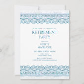 エレガントなブルーの古代ギリシャ風 toga パーティー 招待状 (正面)