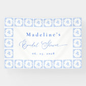 エレガントなブルーの地中海スタイル タイル ブライダルシャワー 横断幕 (横)