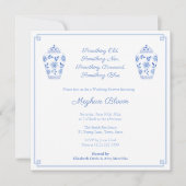 エレガントなブルーの水彩ウェディングシャワー 招待状 (正面)