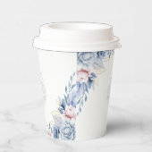 エレガントなブルーの水彩花柄のウェディングパーティー 紙コップ (右)