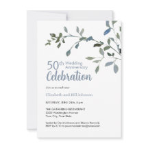 エレガントなブルーの水彩 25周年結婚記念日