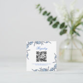 エレガントなブルーの結婚前のお祝いまたはベビーシャワーのレジストリー エンクロージャーカード (スタンド正面)