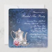 エレガントなブルーの結婚式のお茶会 招待状 (裏面)