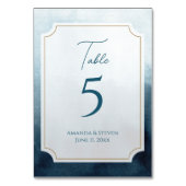 エレガントなブルーの結婚式披露宴 テーブルナンバー (正面)