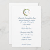 エレガントなブルーの結婚式招待状 招待状 (正面/裏面)