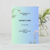 エレガントなブルーの結婚式招待状 招待状 (スタンド正面)