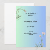 エレガントなブルーの結婚式招待状 招待状 (正面/裏面)