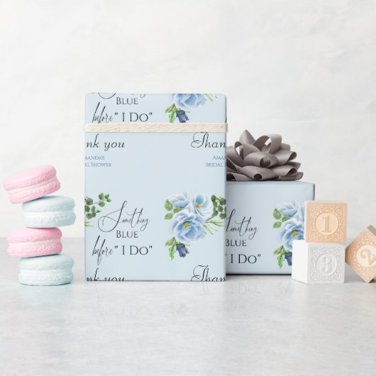 エレガントなブルーの花のウェディングシャワーギフト ラッピングペーパー (ベビーシャワー)