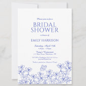 エレガントなブルーの花のチャイナ風プリントの花嫁のシャワー 招待状