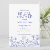 エレガントなブルーの花のチャイナ風プリントの花嫁のシャワー 招待状