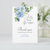 エレガントなブルーの花のブライズシャワー サンキューカード (スタンド正面)