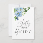 エレガントなブルーの花のブライズシャワー サンキューカード (裏面)