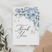 エレガントなブルーの花のブライダルシャワー サンキューカード