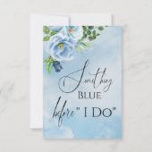 エレガントなブルーの花のブライダルシャワー サンキューカード (裏面)