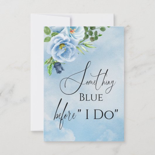 エレガントなブルーの花のブライダルシャワー サンキューカード (裏面)