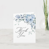 エレガントなブルーの花のブライダルシャワー サンキューカード (正面)