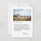 エレガントなブルーの花の写真 サンキューカード (裏面)