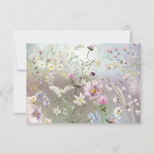 エレガントなブルーの花の出欠確認カード (裏面)