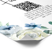 エレガントなブルーの花の春の結婚式ハネムーンファンド ポスター (角)