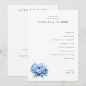 エレガントなブルーの花の結婚式プログラム プログラム (正面/裏面)