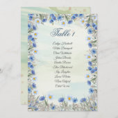 エレガントなブルーの花の結婚式席次表カード 招待状 (正面/裏面)