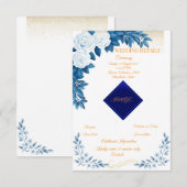 エレガントなブルーの花の結婚式詳細カード エンクロージャーカード (正面/裏面)