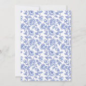 エレガントなブルーの花柄 ウェディング セーブ・ザ・デート (裏面)