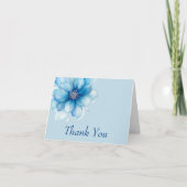 エレガントなブルーの花柄 サンキューカード (正面)
