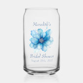エレガントなブルーの花柄 ブライダルシャワー ガラス缶 (正面)